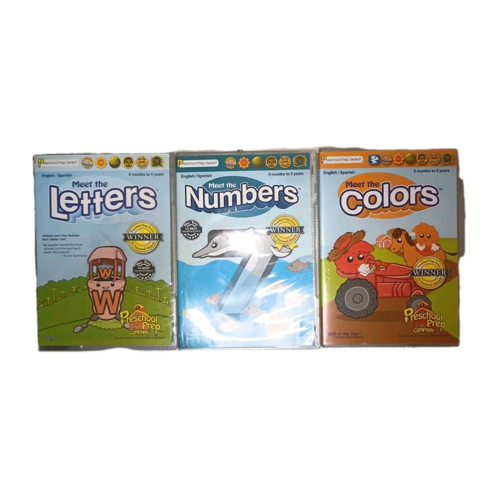 Preschool Prep Series Lot of 3 DVD Meet the Colors, Numbers, & Colors Homeschool